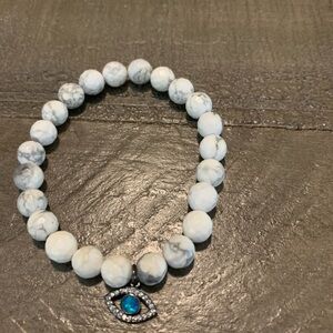 Howlite Beaded Bracelet with Eye Charm